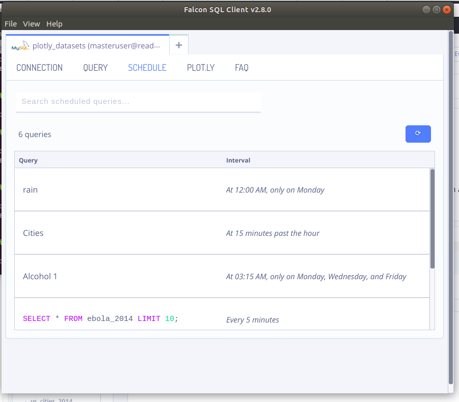View Scheduled Queries on Falcon